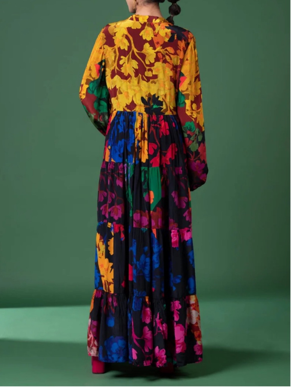 Anthropologie Siddhartha Bansal Mixed Print Button Front Maxi Dress Size XXS - Picture 2 of 9